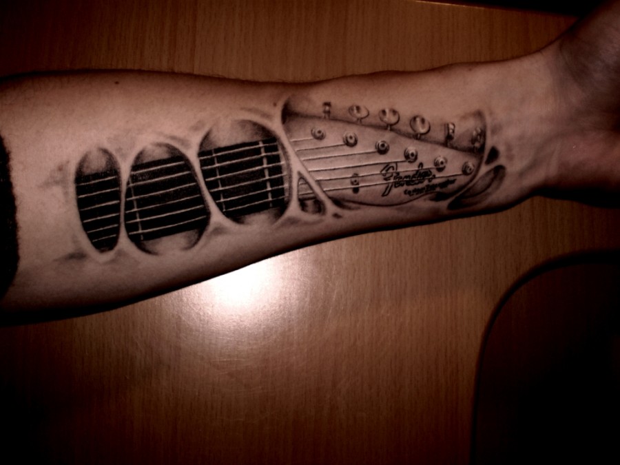 Fender Guitar Tattoo on the Left Hand