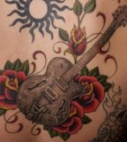 Cool Rose and Guitar Tattoos Design Ideas