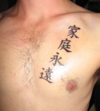 Cool Kanji Words Chest Tattoo for Men