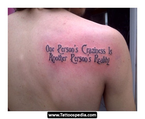 “Craziness vs Reality” Quote Tattoo Design Ideas for Men