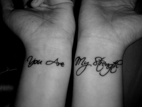 Cool Couple-Quote Wrist Tattoos For Girls
