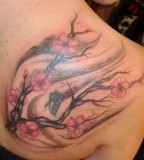 Covering Old-Tattoo: Cool Cherry Blossom Shoulders Tattoos For Girls