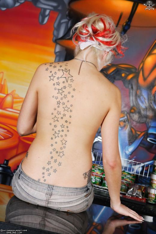 Sexy Star Tattoo on the Girl’s Back