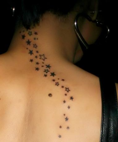 Back-Neck Stars Tattoo For Girls