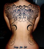 Girl's Back Tattoo: Cool Art Angel Wings (NSFW)