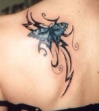 Cool Blue-Butterfly Tattoo on Girl's Back