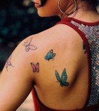 Girl Butterflies Back Tattoos