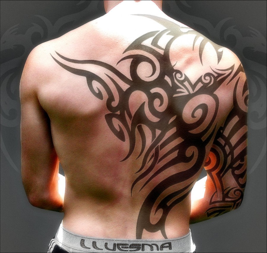 Cool Wide Tribal Tattoo Placement Idea for Guys