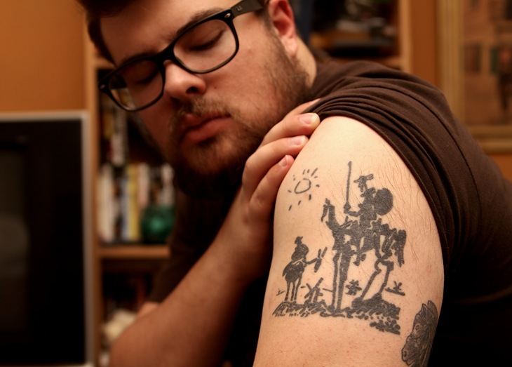 Cool Black Upper Arm Tattoo Design For Men