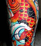 Big Orange Colored Koi Coy Fish Tattoo Design