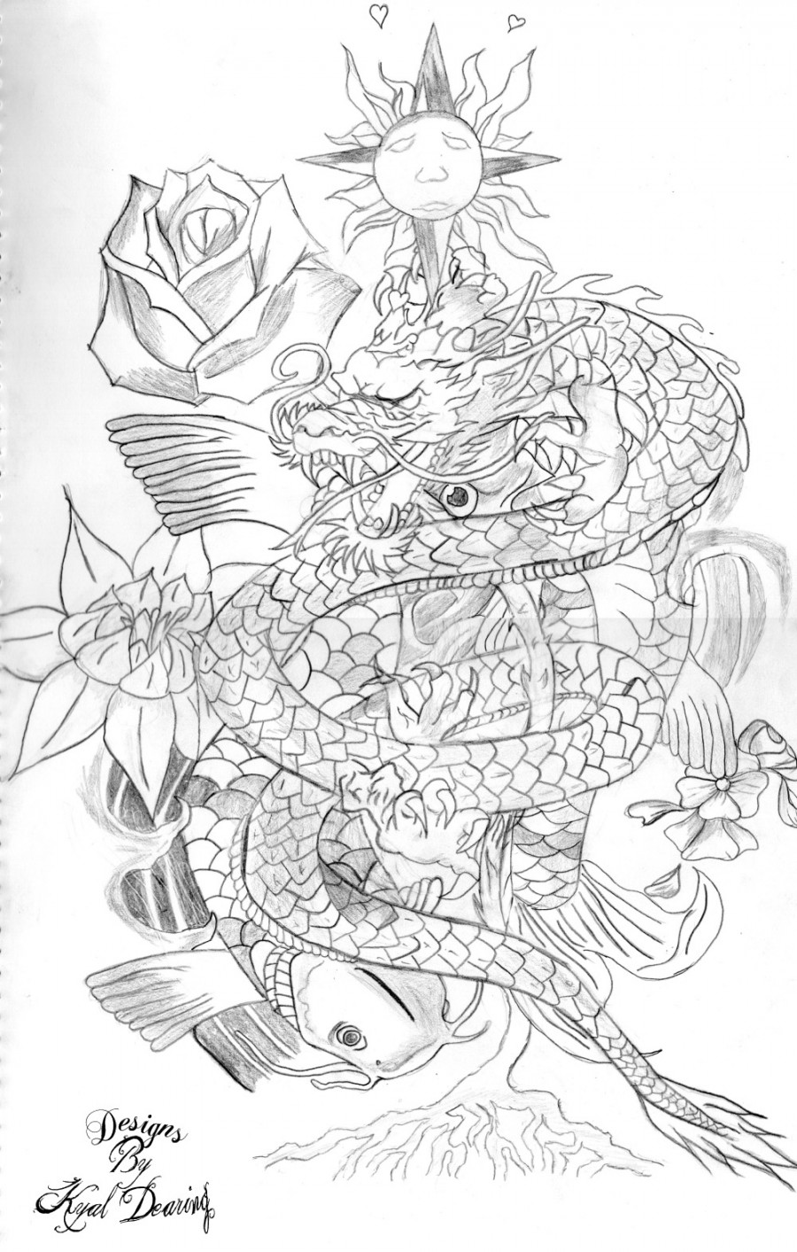 Dragon Koi Fish Tattoo Design