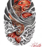 Black Red Japanese Koi Fish Tattoo Design Idea