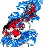 Red Blue Koi Fish Tattoo 