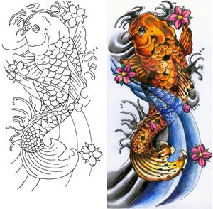 Koi Fish Tattoo Drawings Pictures