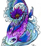Violet Koi Fish Tattoo Design Sample 
