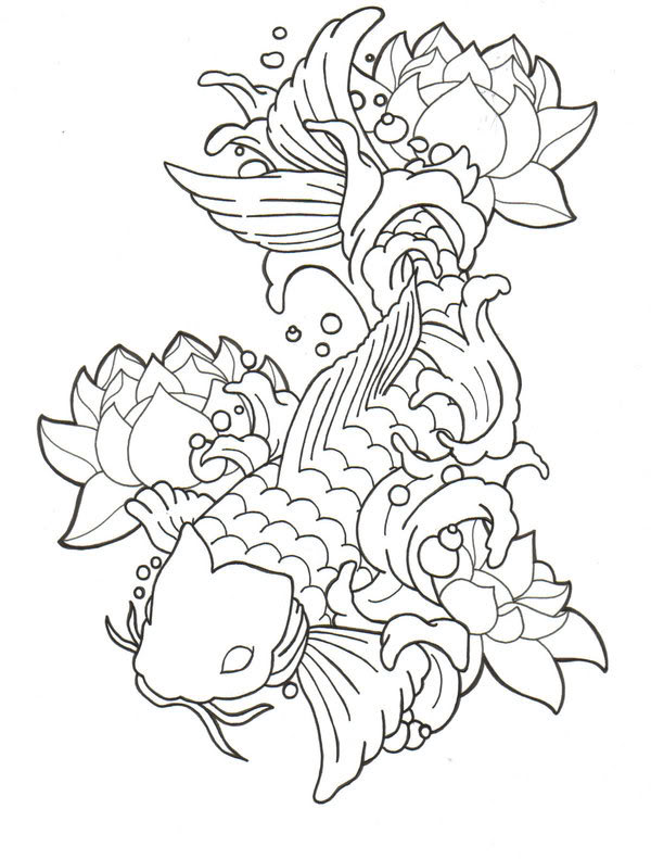 Tatto Abstrak Black Koi Fish Tattoo