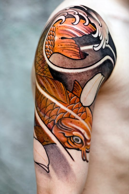 Dashing Koi Fish Tattoo Sleeve
