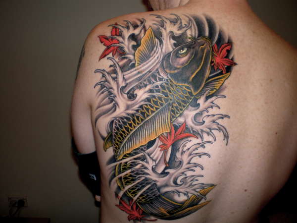 Popular Black and Yellow Koi Coy Fish Tattoo Design