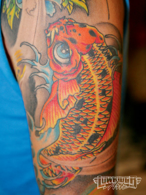 Guadalajara Orange Colored Koi Coy Fish Tattoo Design Sample Pic