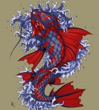 Red Blue Colored Koi Coy Fish Tattoo Design by Dhex on Deviantart