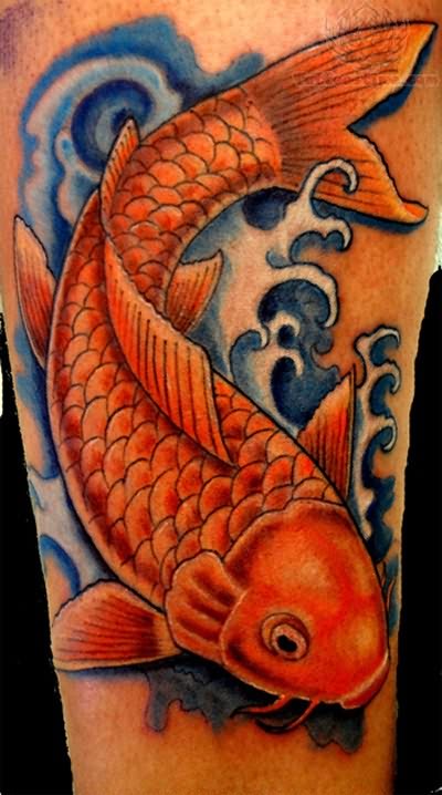 Charming Orange Koi Coy Fish Tattoo Art Design