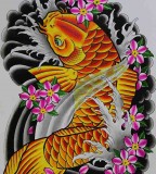 Orange Colored Koi Coy Fish Shaped Tattoo Design Sketch