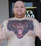 Roaring Panther Tattoo On Chest