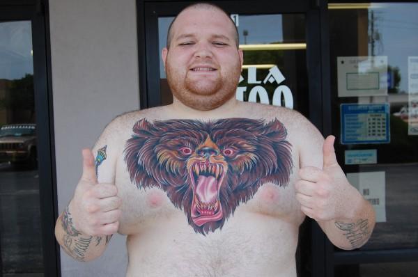 Roaring Panther Tattoo On Chest