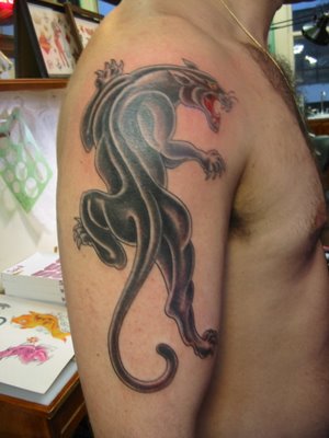 Black Panther Half Sleeve Tattoo