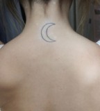 Girl's Back Neck Crescent Moon Tattoo