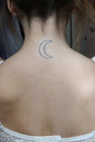 Girl’s Back Neck Crescent Moon Tattoo