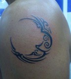 Men Shoulder Crescent Moon And Star Tattoo