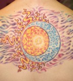 Tattoo Art Flaming Sun And Moon Tattoo Design