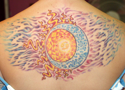 Tattoo Art Flaming Sun And Moon Tattoo Design