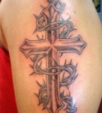 Cross And Crown Of Thorns Tattoos Gallery