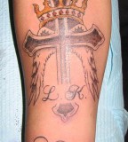 Cross Crown Tattoo With Angel Wings