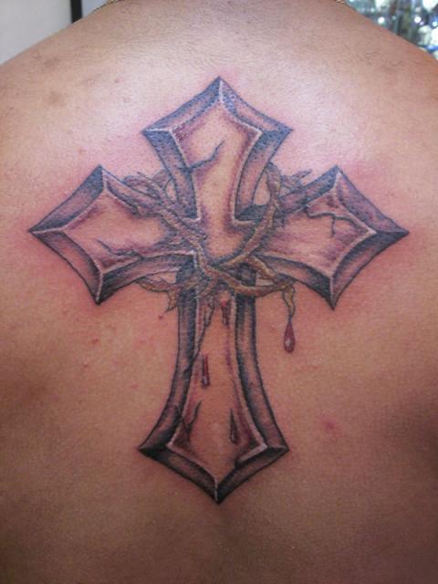 Cross Thorn Crown Tattoo