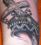 King James Cross With Crown Tattoo