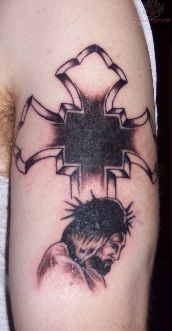 Jesus Cross Dagger Crown Tattoos Pictures