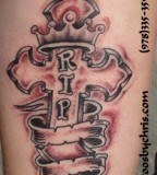 RIP Crown and Cross Tattoo Designs Pictures