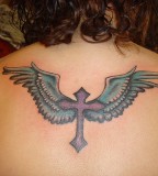 Cross Tattoos For Women's Upper Back
