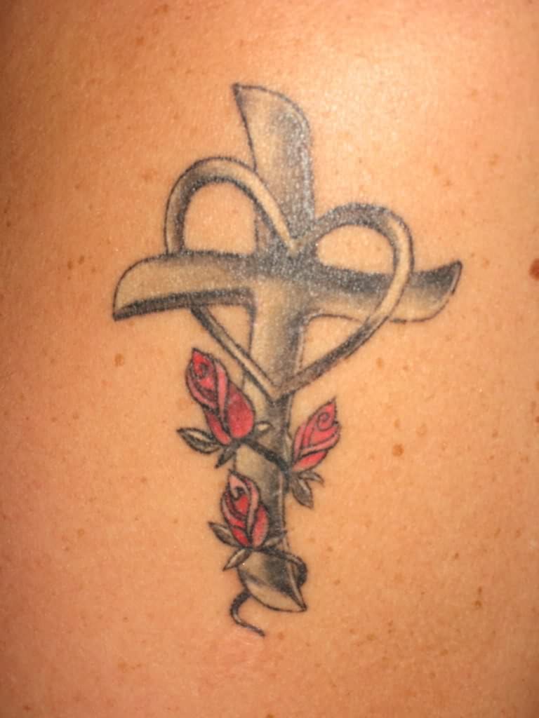 Beautiful Heart and Cross Tattoos Picture