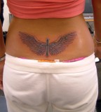 Cool Wing Tattoo Design for Women's Lower Back