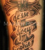 Cross With Names In Banner Cross Tattoos