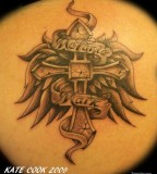 Cross With Names Tattoo
