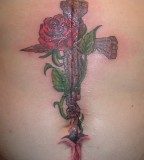 Elegan Cross and Rose Tattoo Artists Pictures