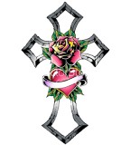 Cross With Rose Garnish Tattoo Vector Pictures