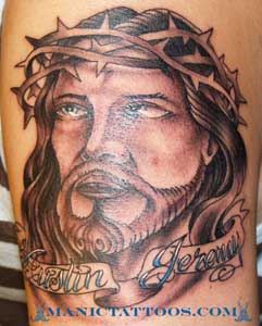 Tattoos Chris Oppenheim Jesus With Crown Of Thorns Tattoo