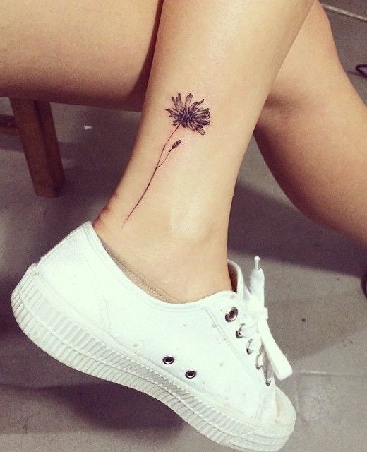 cute balck and grey ankle tattoo