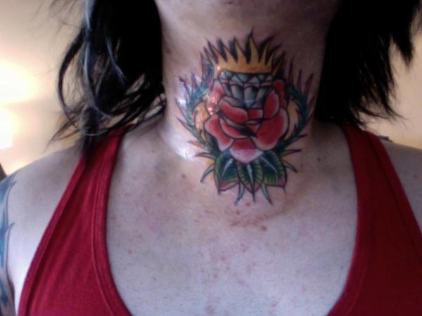 Beauty of Rose Tattoo on Neck